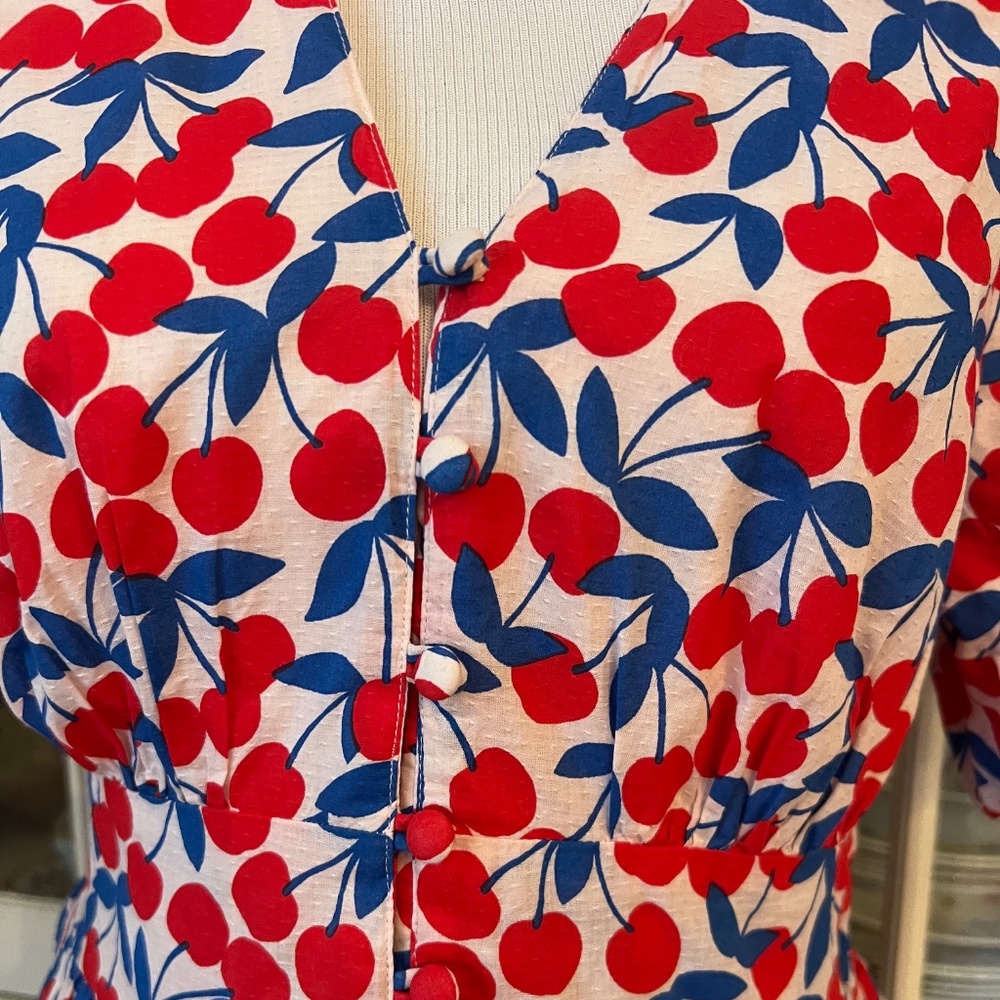 Boden Lillian Women's Cotton Midi Dress, Size 8, Red Cherry, UK12 NWOT - Picture 4 of 10